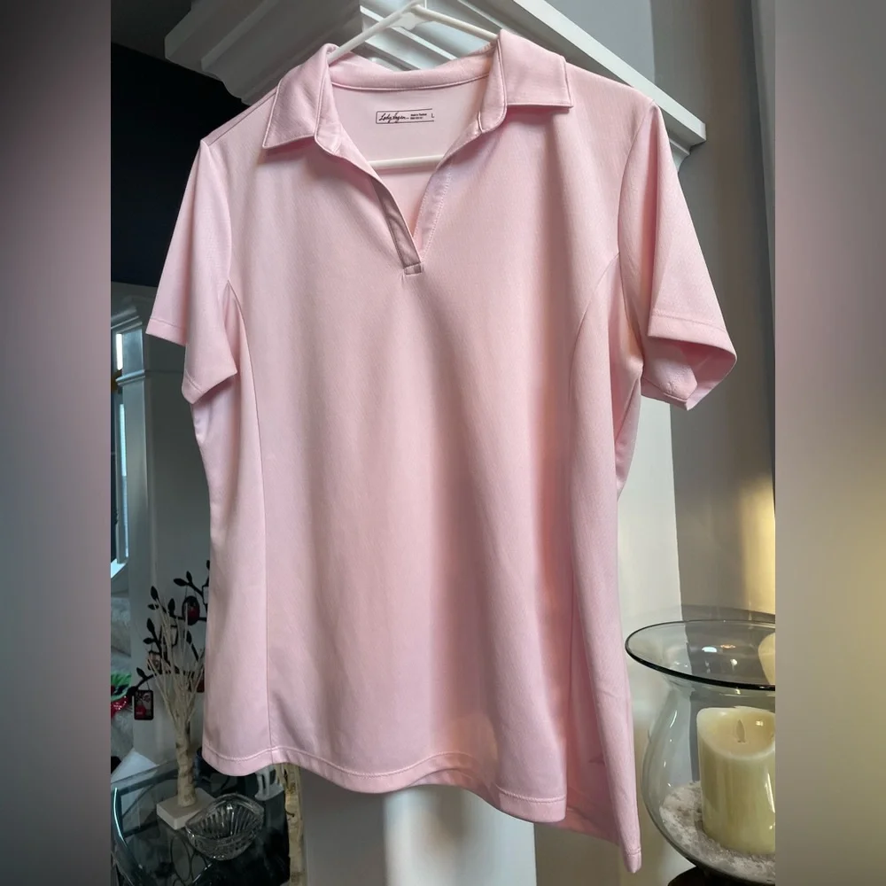 Lady Hagen Light Pink Polo Shirt activewear size large - Picture 1 of 7